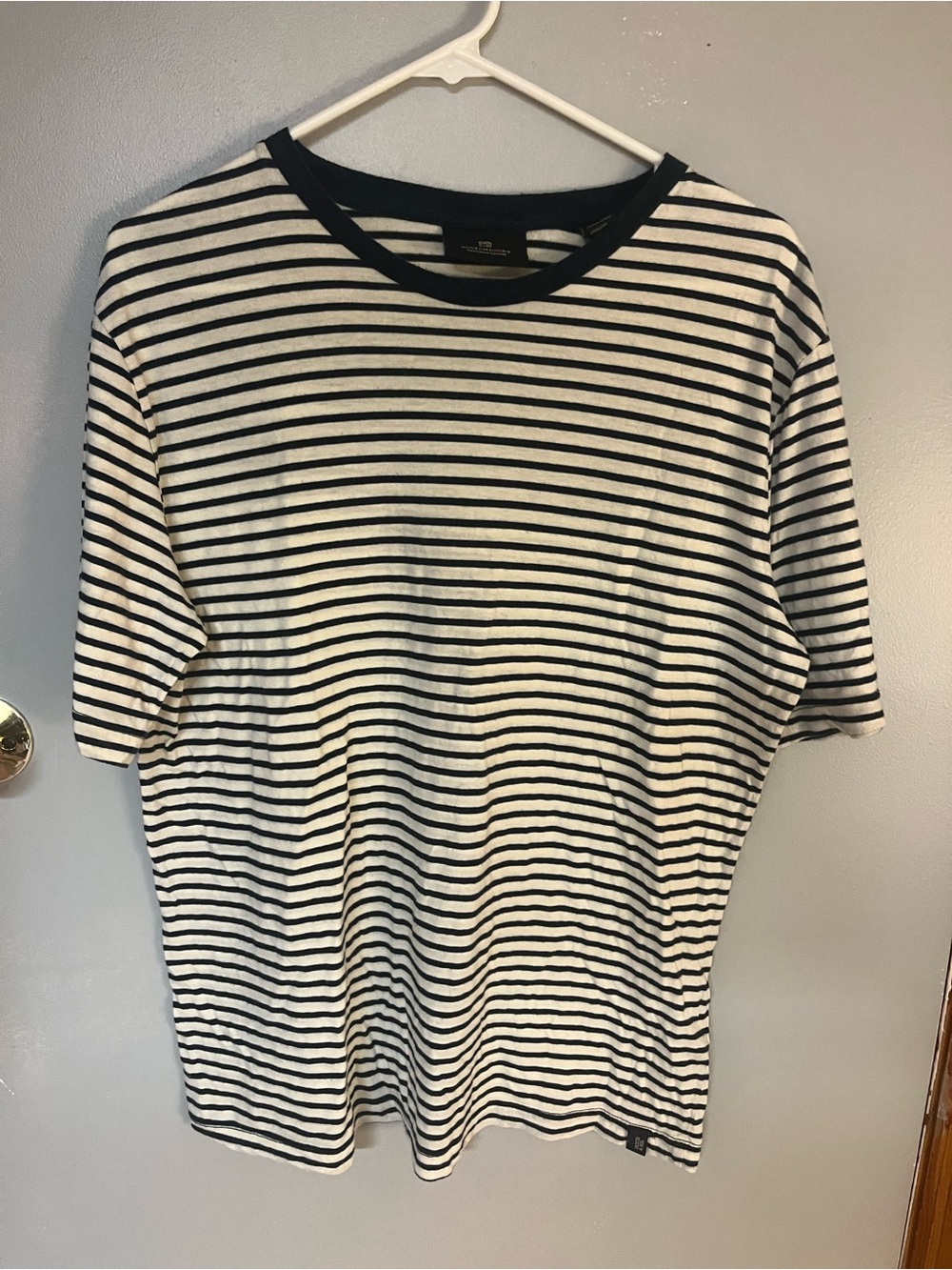 Scotch & Soda Black and White Striped Short-Sleeve Tee